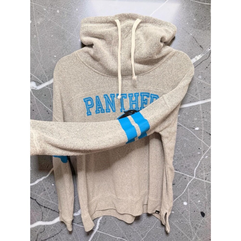 '47 Brand Carolina Panthers Cowl Neck Hoodie Grey Stripe Medium Football Fan - Picture 4 of 8